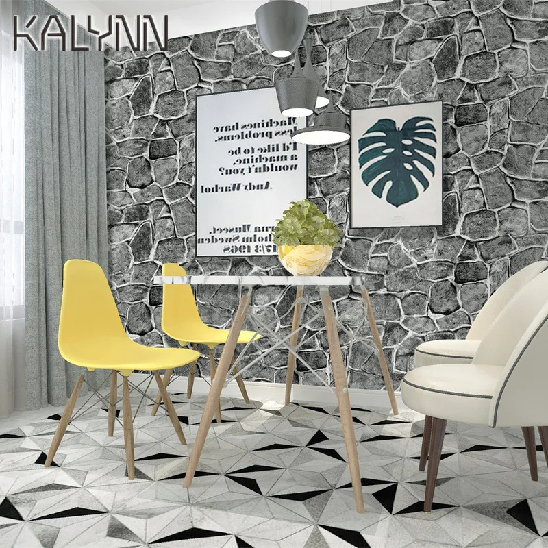 3D PVC Rock Wallpaper Living Room Bedroom Paper Brick Stone Wall Stickers Rustic Effect Self-adhesive Home Decor DIY Sticker