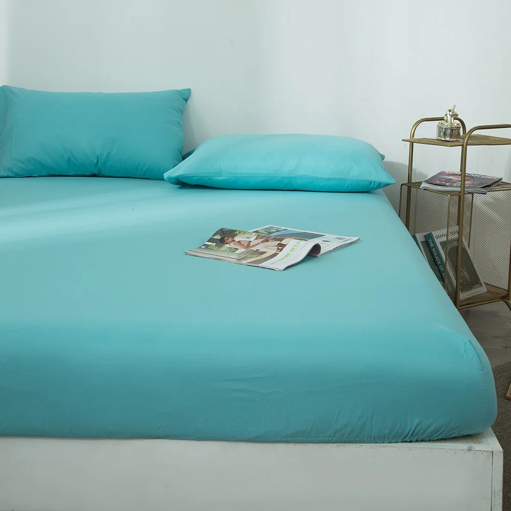 20 High Quality Solid Color Waterproof Bed Fitted Sheet Mattress Cover with Elastic Mattress Protector Cover Air-Permeable Bed Pad - Цвет: 20