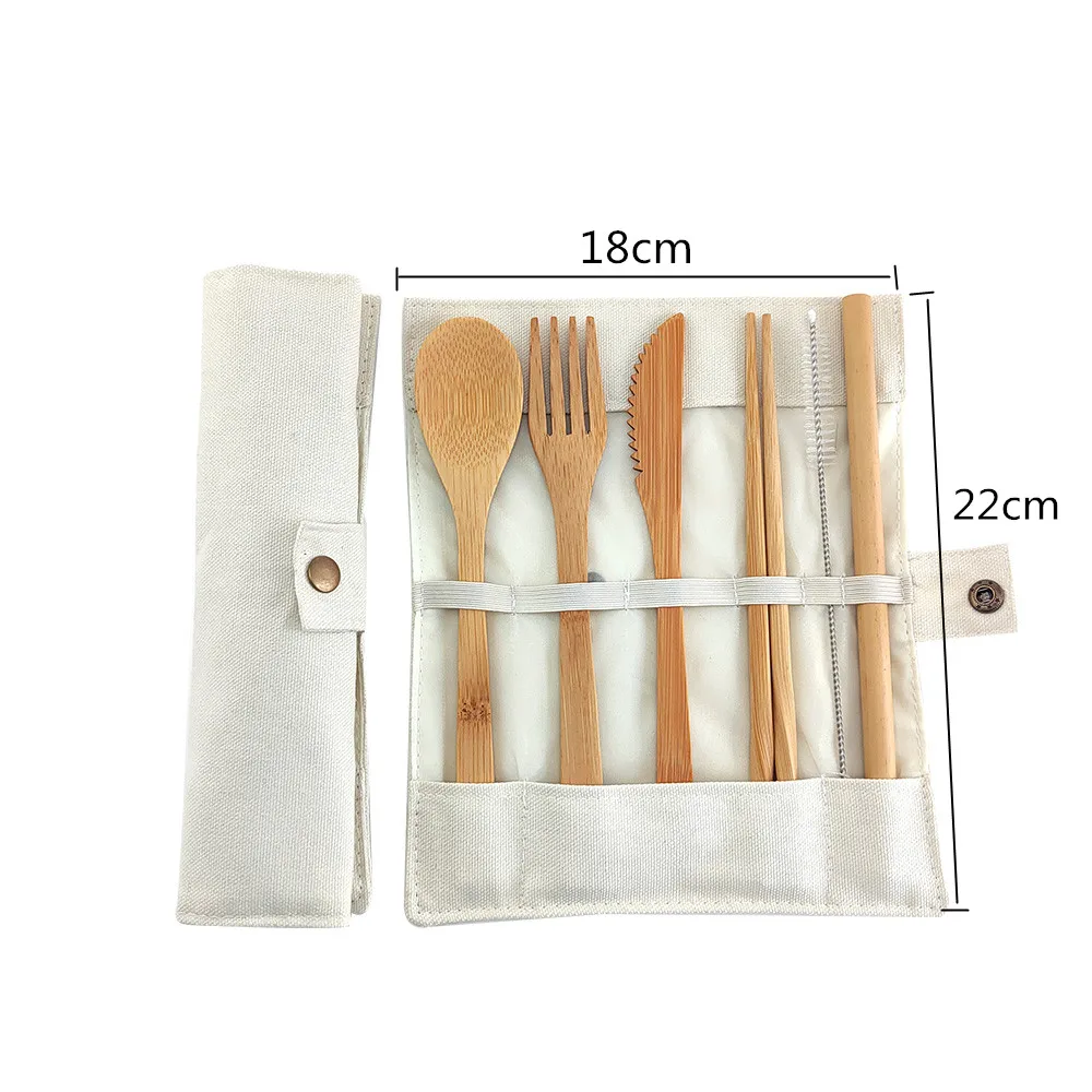 Portable Bamboo Cutlery Set with Travel Holder Non Toxic Natural Wooden Utensils for Camping Picnics or Eating Out Heavy Duty and Reusable Bamboo Silverware & Dining Set Eco Friendly 