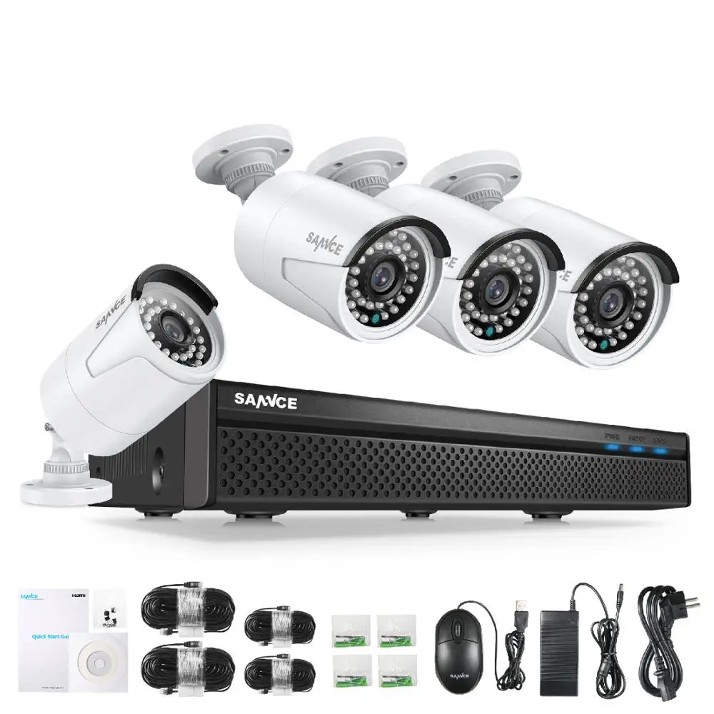 4PCS Cameras SANNCE 8CH 1080P FHD POE безопасности Системы H.265 5MP NVR с 4X6X8X2 Мп уличная Водонепроницаемая аудио записи IP камеры видеонаблюдения dvr комплект - Цвет: 4PCS Cameras