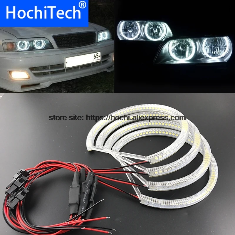 Ultra bright SMD white LED angel eyes 1600LM 12V halo ring kit for Toyota X100 Chaser 1996 1997 1998 1999 2000 2001 | Автомобили и
