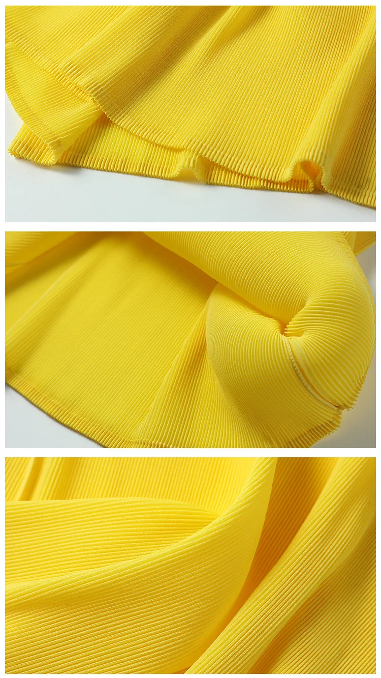 Модный сплошной цветной лацкан футболка женская летняя Новинка Miyake fold с коротким рукавом рубашка