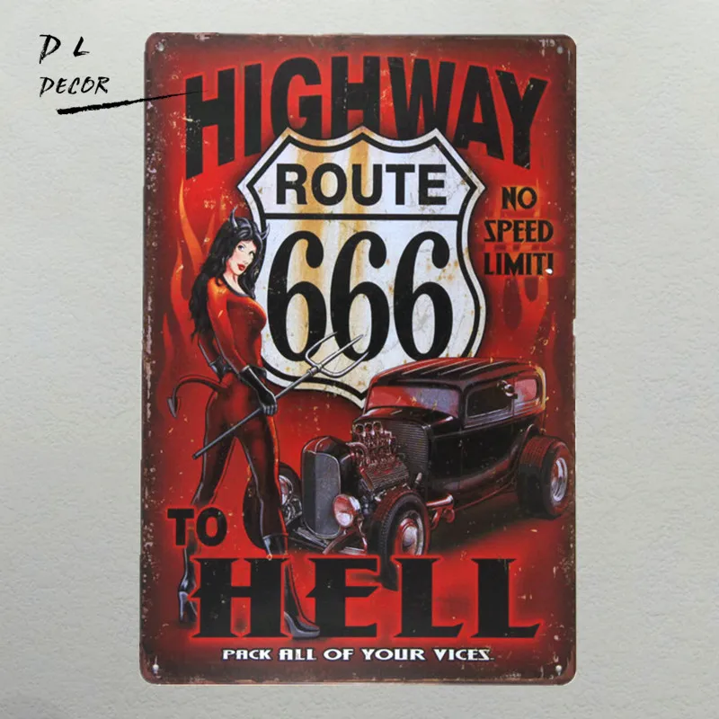 DL-Highway to Hell винтажные металлические знаки Crosses Wall булавка с наклейкой up постер House