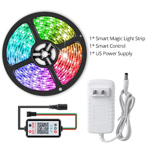 EeeToo, WS2811, Bluetooth, светодиодный светильник, умный, DC 12 В, 5050, RGB, Диодная лента, Светодиодная лента, светильник, ТВ, подсветка, сделай сам, набор пиксельных полосок - Испускаемый цвет: US Strip Set