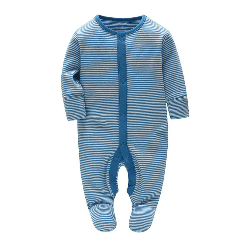 blue stripe Топ в синюю полоску; Одежда для новорожденных; перчатки с длинными рукавами; Одежда для маленьких девочек; комбинезон для новорожденных мальчиков; цельнокроеный комбинезон для девочек - Цвет: blue stripe