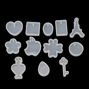 

12Pcs Silicone Jewelry Mold Resin Making Pendants Necklace Bracelet Earrings DIY