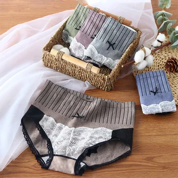 

Women Panties Lady Lace Underwear Girls Breathable Briefs Soft Woman Sexy Lingerie Intimates High Waist Hip Lift 2PCS/Lot
