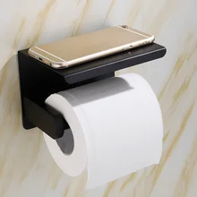 Multi-function Storage Toilet Paper Towel Phone Holder with Shelf Wall Mounted Decorative Bathroom Roll Paper Holder Practical
