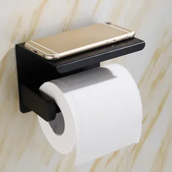Multi-function Storage Toilet Paper Towel Phone Holder with Shelf Wall Mounted Decorative Bathroom Roll Paper Holder Practical