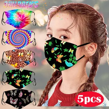 

5pcs children's adjustable Reusable Face Mask Washable Face Mask Cloth Windproof Facial Mask Face Shield Breathable masques