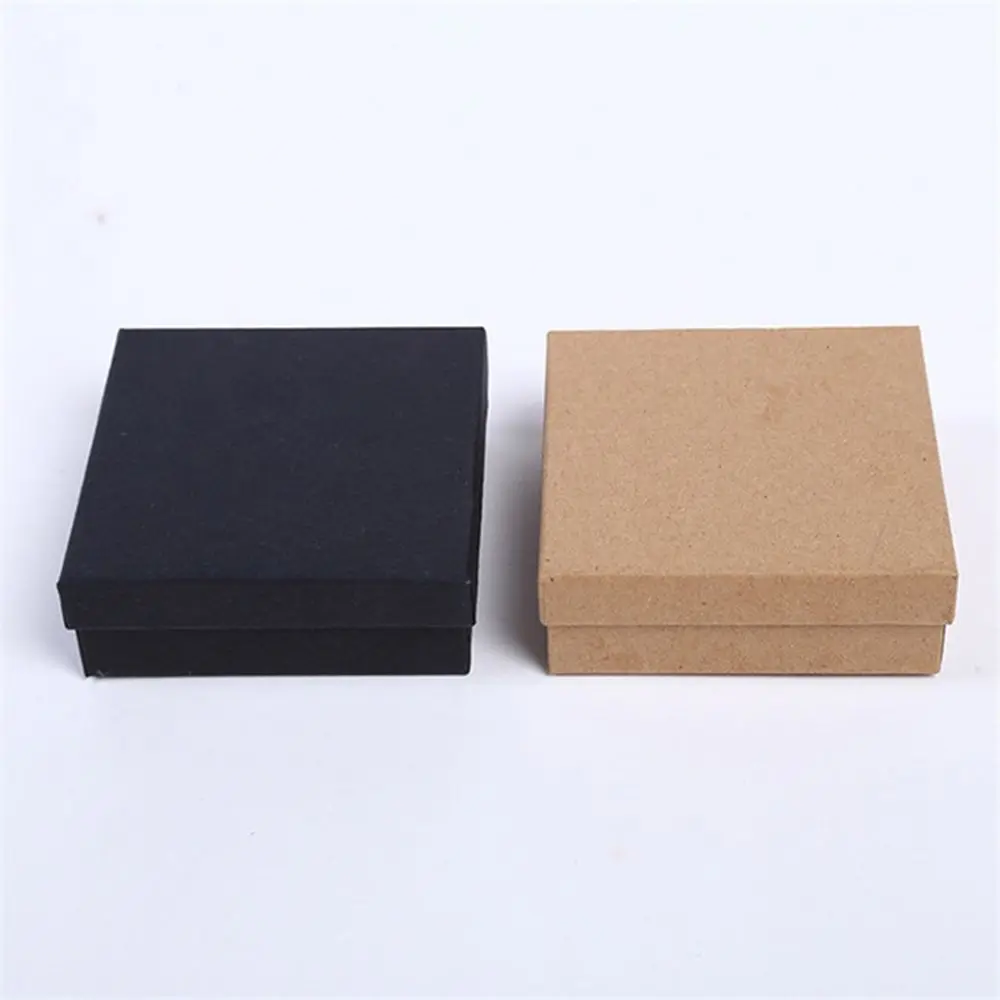 

New Jewelry Boxes Paper Gift Box Vintage Brown Black Ring Box Necklace Storage Box 9*9*3cm Multicolor Simple Style Event Gift