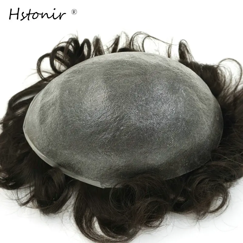Hstonir Для Мужчин's Искусственные парики парик индийские волосы супер тонкий кожу мягкой парики Одежда высшего качества одноразовые H078