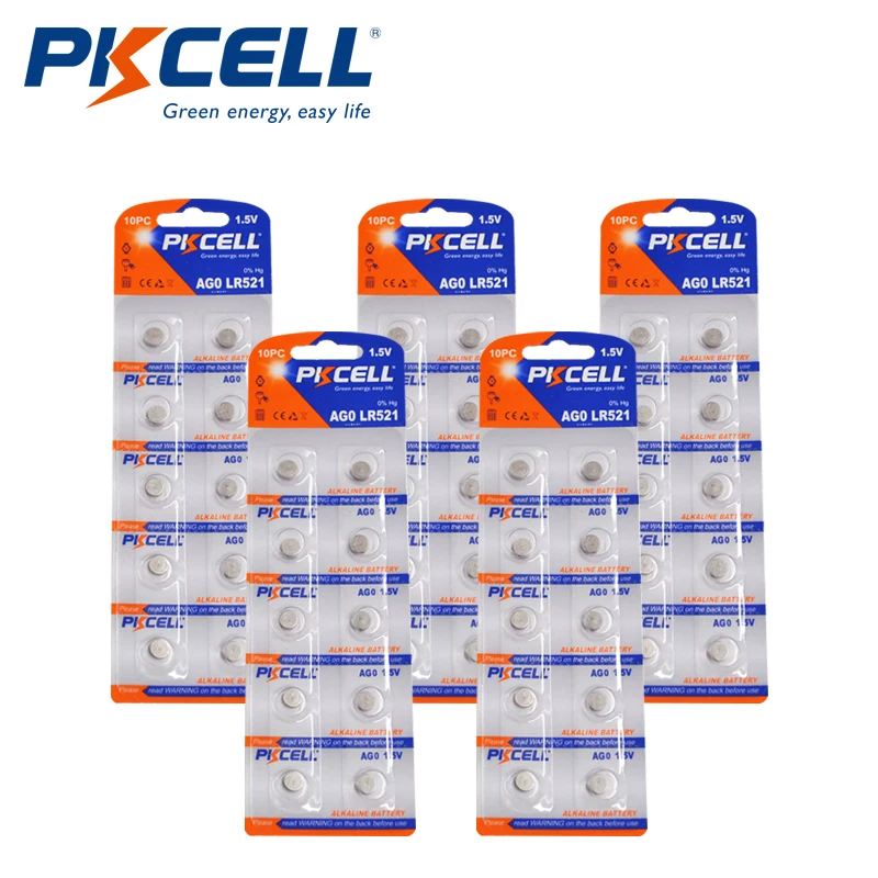 50 шт. 1 5 V Монета Батарея AG0 SR63 SG0 379A LR521 SR521 SR521SW 521 C30S аккумулятора кнопочного типа