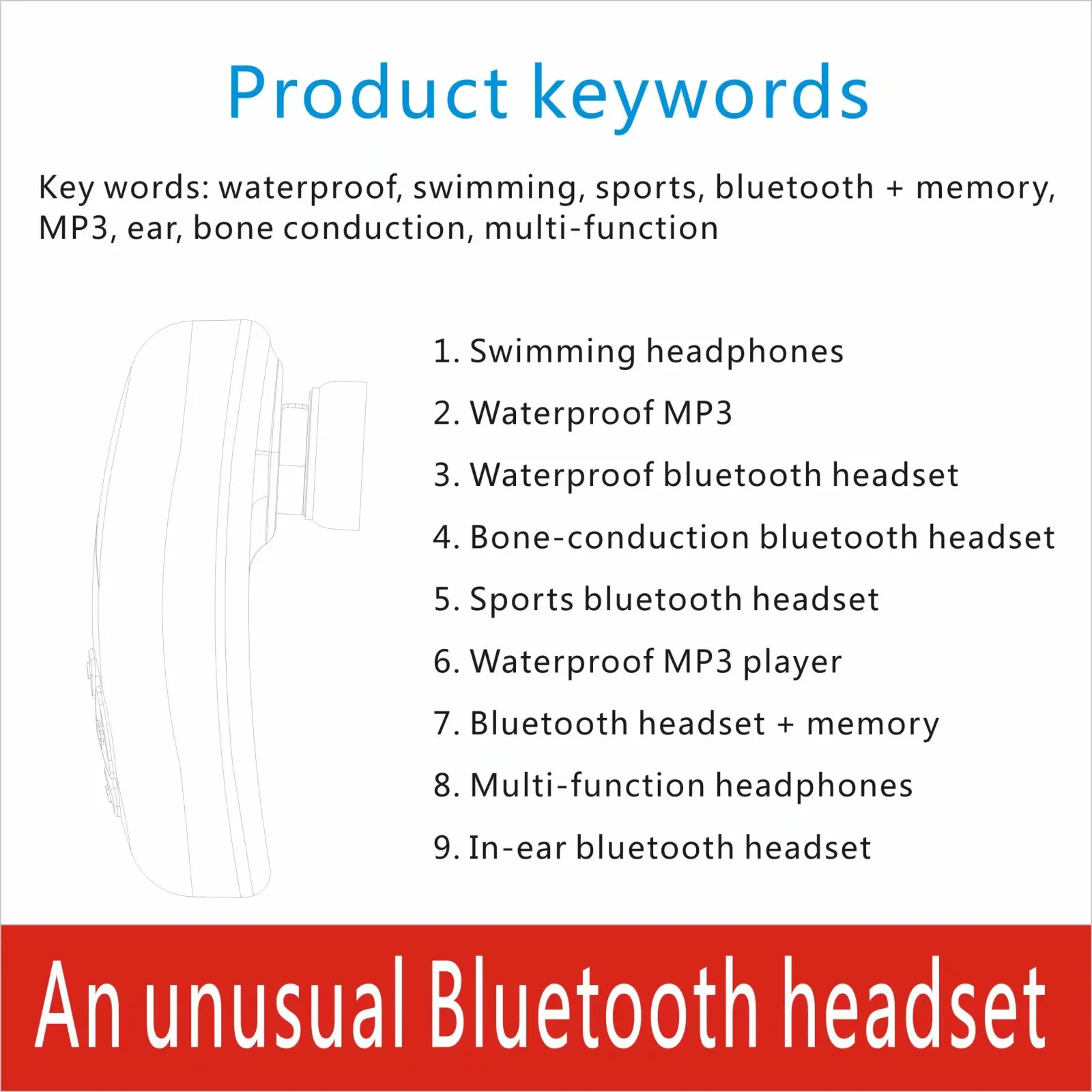 Новая мода IPX8 водонепроницаемый Bluetooth 5,0 плавание Мини MP3 плеер спортивные наушники музыка 8G памяти Дайвинг бег наушники