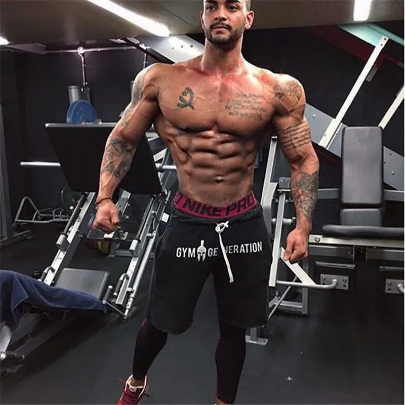 Брендовые Модные мужские спортивные шорты, брюки, хлопковые спортивные штаны для бодибилдинга, фитнеса, шорты для бега, повседневные спортивные мужские шорты