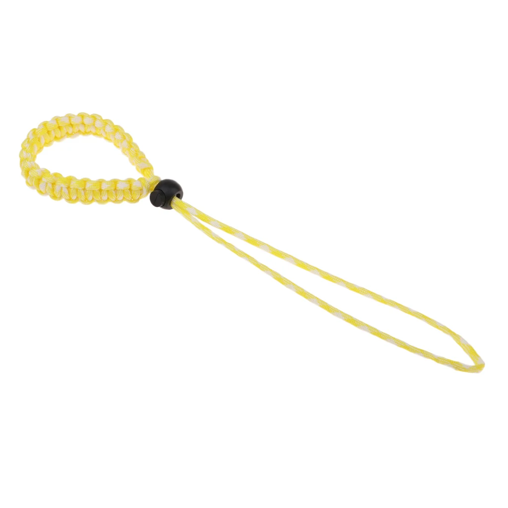 Ручной ремешок на запястье шнур Паракорд ремешок для фонарика камеры бинокулярный безопасности переноски веревки - Цвет: Yellow White