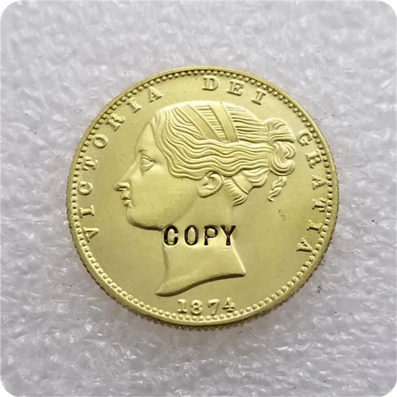 1839,1841, 1858,1874 королева Виктории Великобритании Золотой монета соверен имитация монеты - Цвет: 1874