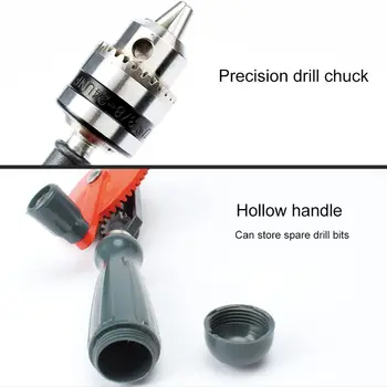 

1/4 inch Portable Hand Crank Manual Drill for Wood Plastic Double Gear w 2Pinion N0HB