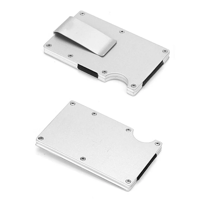 DIENQI Rfid визитница металлический минималистичный банковский держатель для карт защищенный мужской тонкий наличный кошелек Бизнес Мужской для кредитных карт Porte Carte - Цвет: Silver