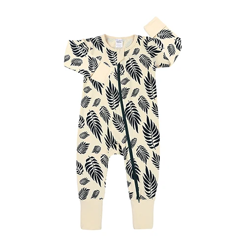 С принтом в виде листьев, длинные рукава Детская одежда для сна, Хлопковая пижама для новорожденных детские комбинезоны комбинезон для новорожденных одежда JP459 - Цвет: Product 33