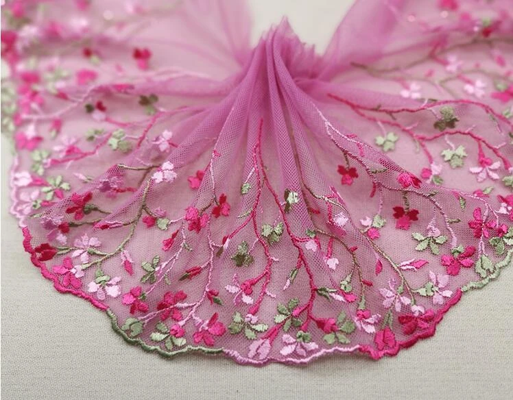Tissu Brode En Dentelle Et Tulle Bordure Dentelle Fleur Pour Robe De Mariee Longueur 1 Metre Et 17cm De Large Aliexpress