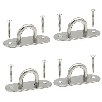

4 Pcs Stainless Steel Ceiling Hook Ring Hooks 3.15 inch Pad Eye Plate