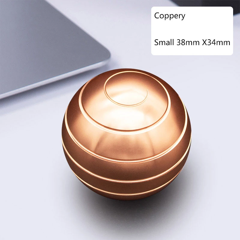 New Desktop Decompression Rotating Spherical Gyroscope Desk Toy Metal Gyro Optical Illusion Flowing Finger Toy For Adult - Цвет: Small copper colour