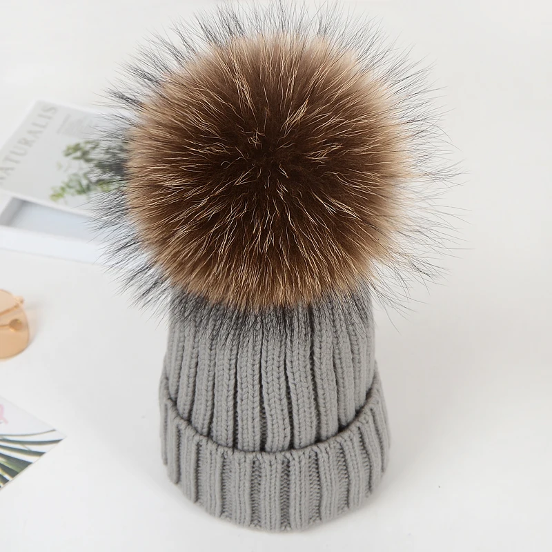 Winter Brand Female Fur Pom Poms hat Winter Hat For Women Girl 's Hat Knitted Beanies Cap Hat Thick Women Skullies Beanies