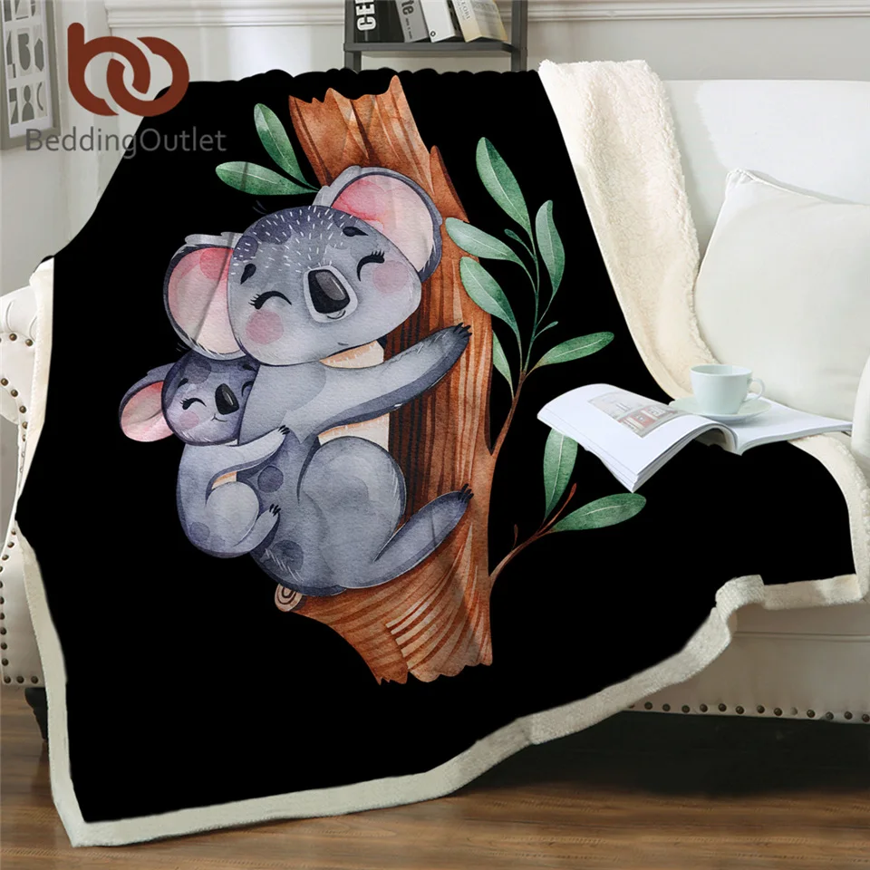 Постельное белье Koala семейное одеяло плюшевое с мультипликационным принтом
