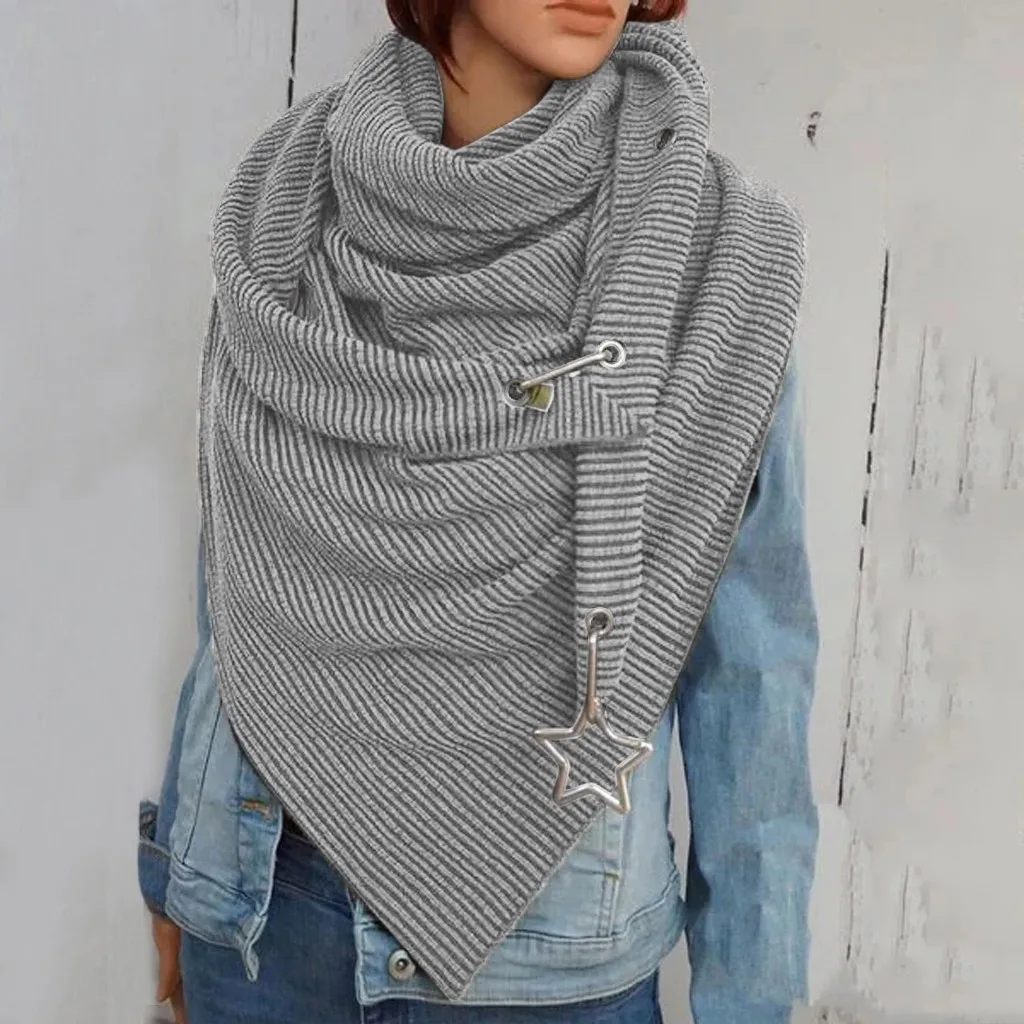 

Fashion winter scarf for women warm Solid Dot Star Special Button Scarf Retro soft New MultiPurpose Shawl Scarve аѬ женский q5