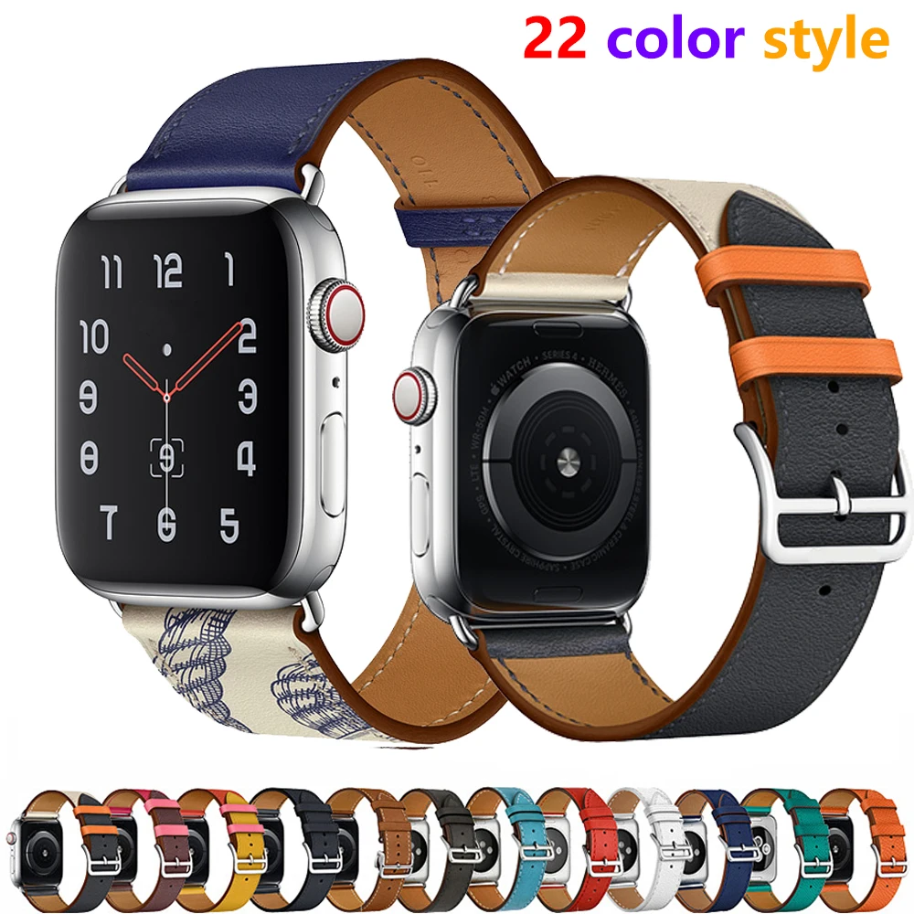 Кожаный ремешок для Apple watch band 4 5 44 мм 40 мм iWatch 38 мм 42 мм ремешок из натуральной кожи один тур Браслет Apple watch 3 2 1 42
