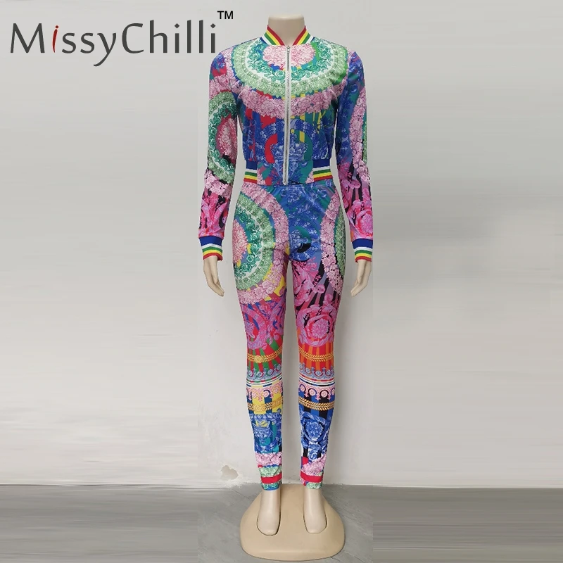 MissyChilli с принтом пейсли, сексуальный комбинезон из двух частей, женский комбинезон с длинными рукавами, комбинезон, женский осенне-зимний Облегающий комбинезон