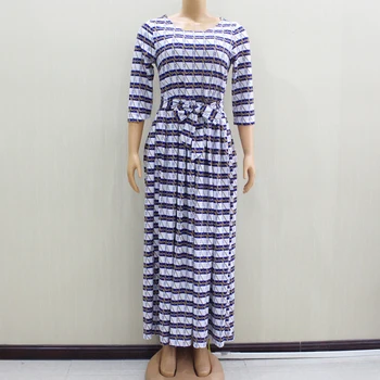 

2020 Fashion Design New Arrival African Dashiki Slim Elegant Casual Blue Women Long Dress For Party Fashion Lady Dresses