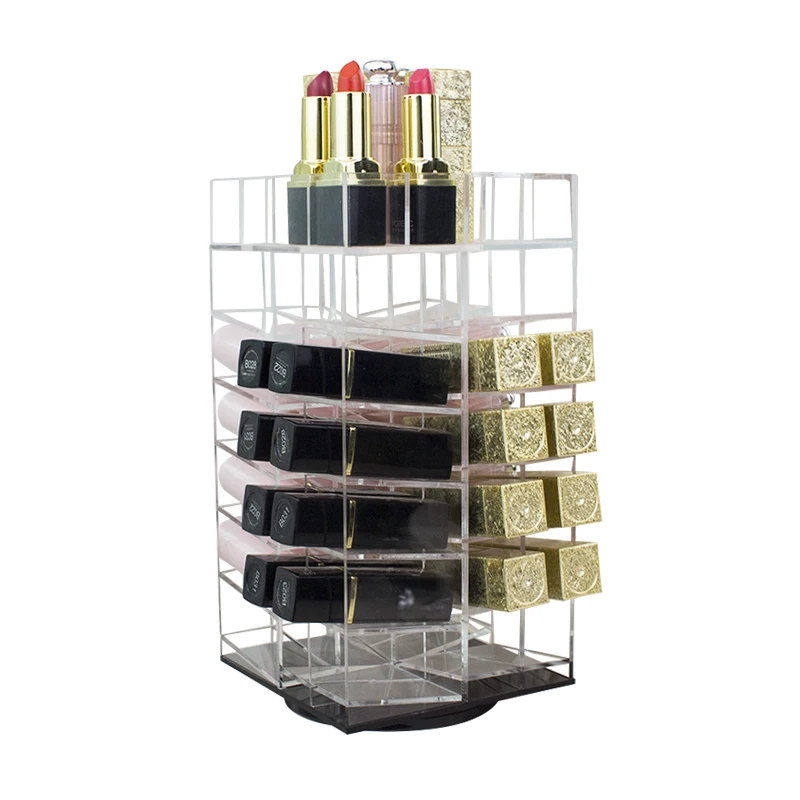 

Acrylic 64 Slots Lipstick Storage Rack Lip Gross Holder Makeup Organizer Lipstick Standing Rack Rotating Holder Box