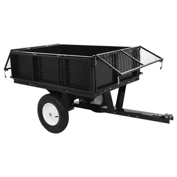 

garden trailer Tipping Trailer for Lawn Tractor 300 kg Load trolley for transport soil manure compost leaves robust trailer