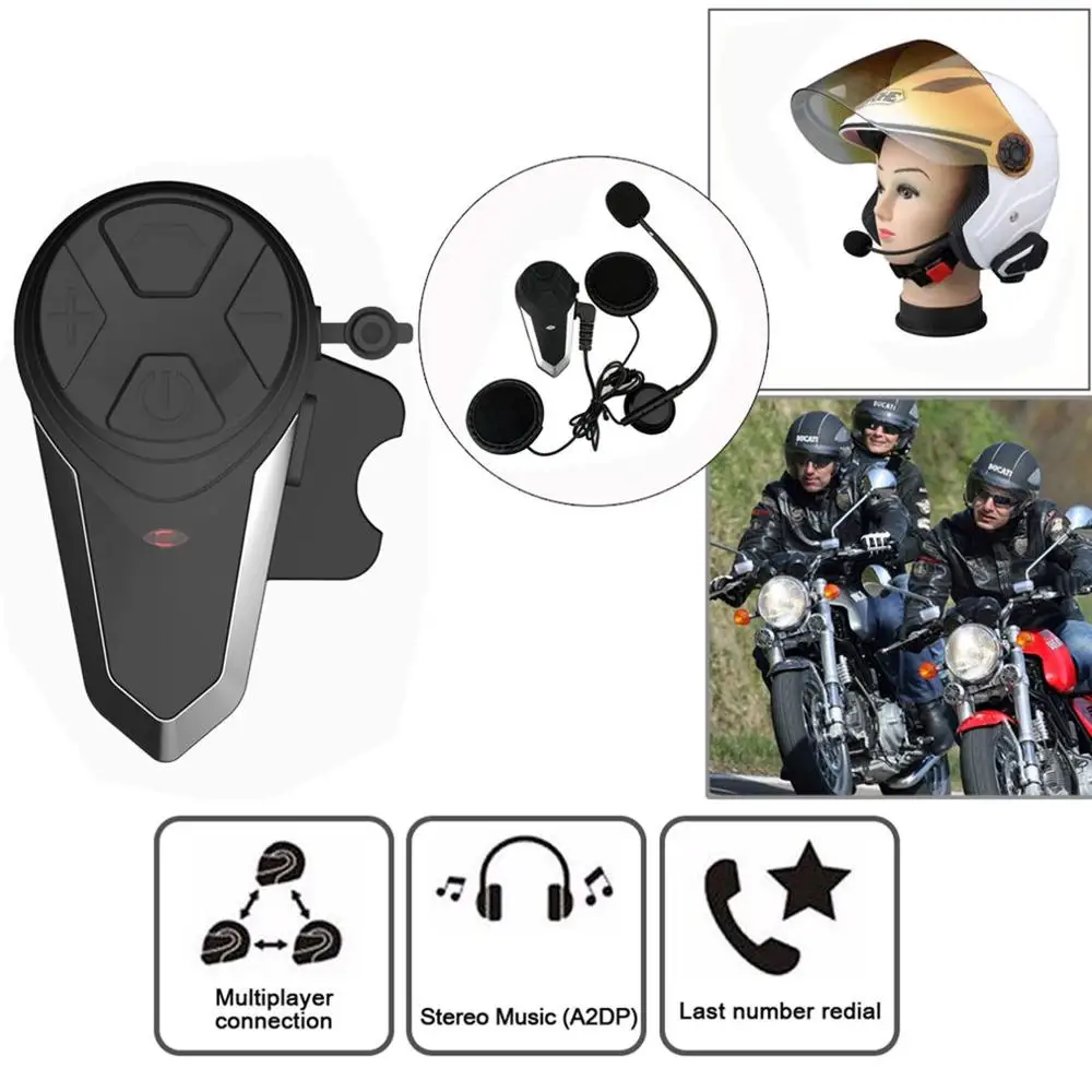 

BT-S3 1000M Motorcycle BT Interphone Motorbike Helmet Wireless Intercom FM Headset Portable Mini Interphone