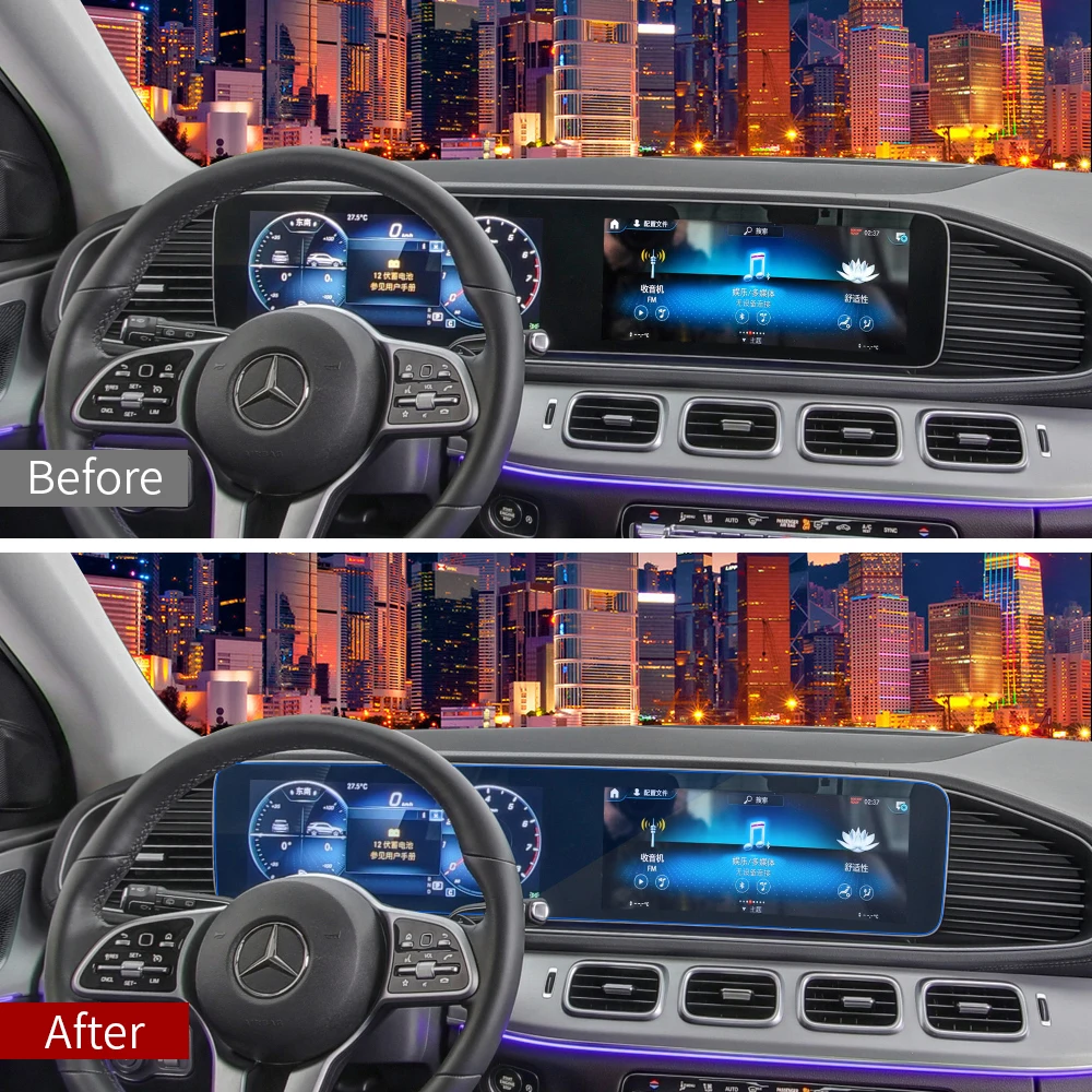 Navigation toughened film for Mercedes GLE W167 V167 350 450 500e gls w167 450 500 550 x167 interior decoration accessories