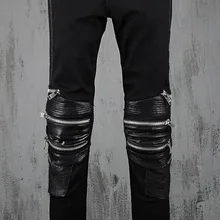 Черные мужские Ретро Рок Панк Байкер мульти молния крутые Брюки прямые длинные брюки размер