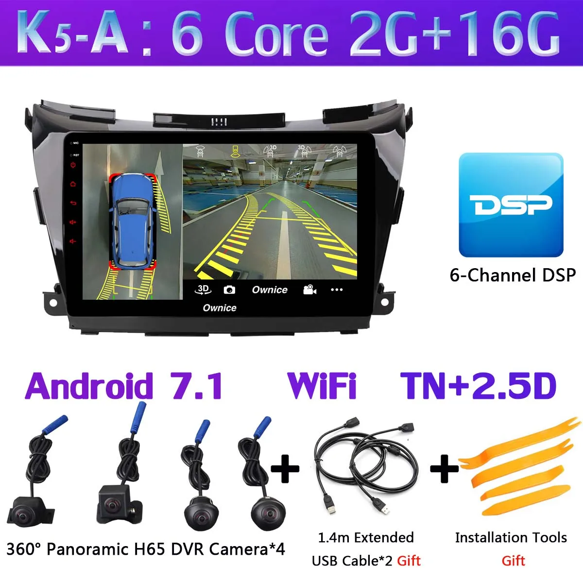 10," 360 ° панорамный автомобильный dvd-плеер на основе Android для Nissan Murano 3 Z52 gps Navi Радио стерео DSP CarPlay 4G LTE - Цвет: K5-A