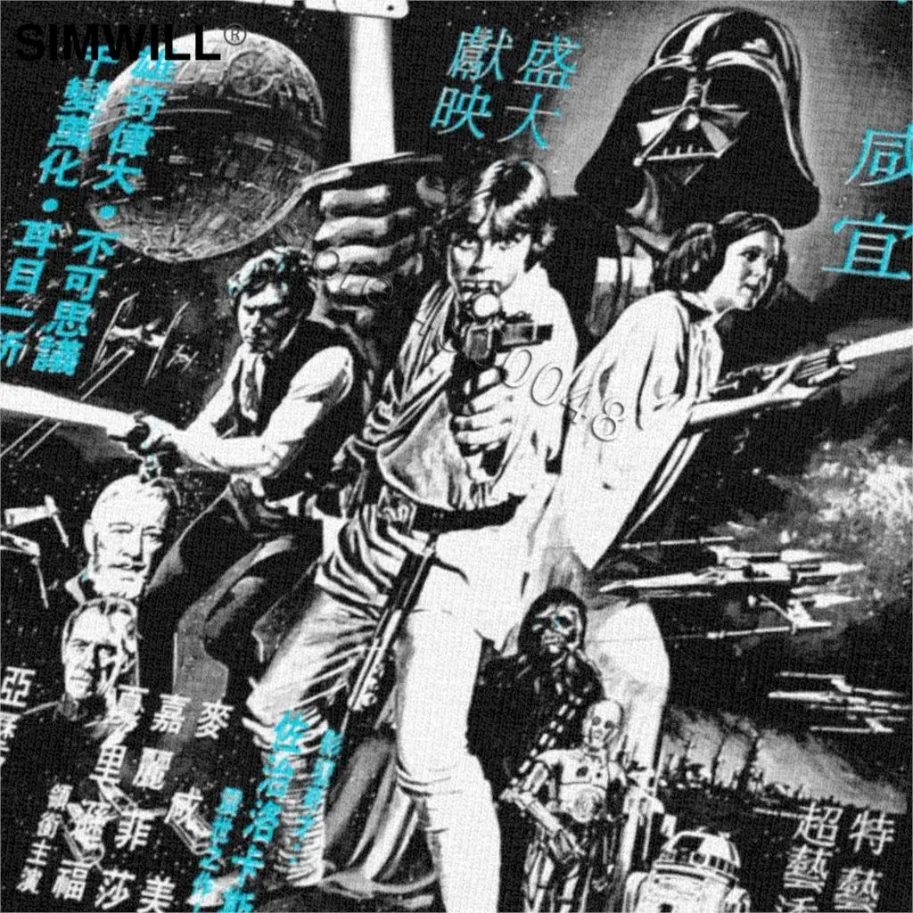 Трендовая Винтажная футболка Star Wars, Мужская хлопковая футболка для отдыха с круглым вырезом, короткими рукавами, с изображением фильма Кандзи, постеров, футболка, подарок для фанатов фильмов