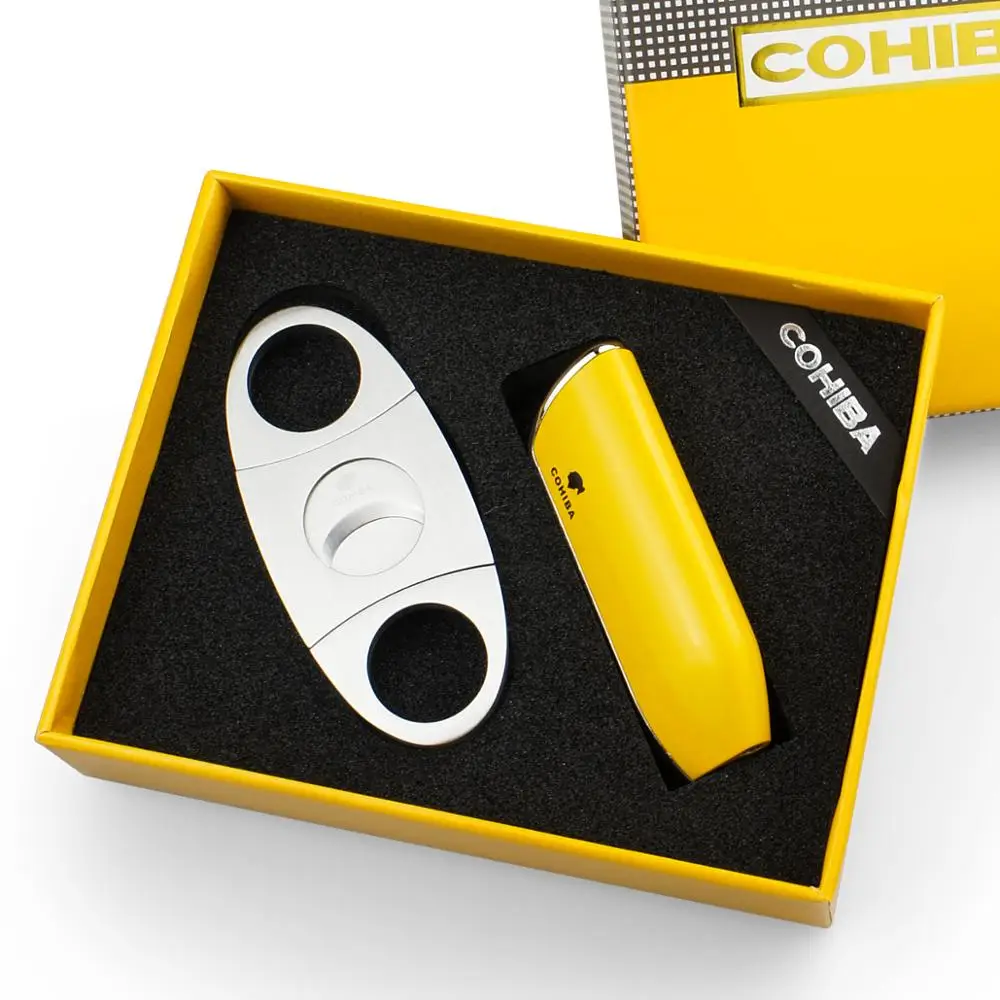 COHIBA прикуриватель для сигар металлический ветрозащитный бутановый резак из