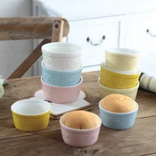 Ceramic creative bowl double skin milk dessert bowl cute pudding cup steamed cake bowl oven mould baking cup