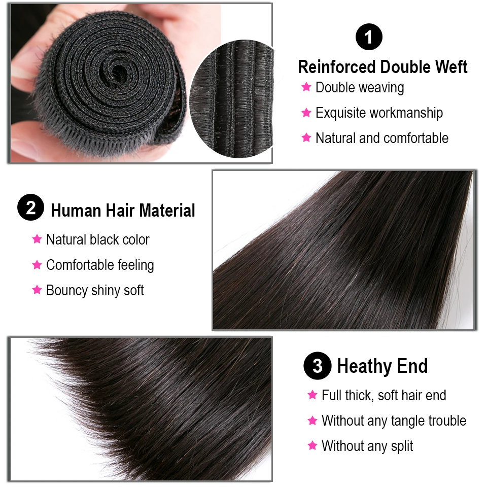 Lumiere волосы перуанские пучки прямых и волнистых волос Средний рацион не-Реми человеческие волосы 4 пряди плетения "8-28" дюймов цвет 1B