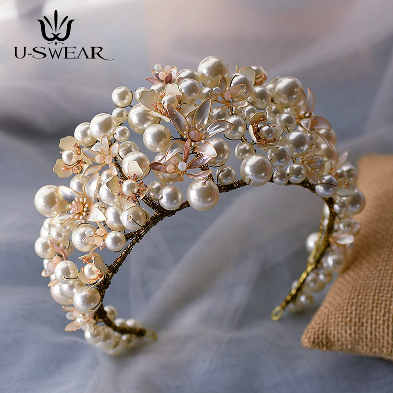 

Luxury Handmade Classic Royal Golden Wedding Tiara Crowns Crystal Brides Headbands Evening Hair Jewelry Bridal Hair Accessory
