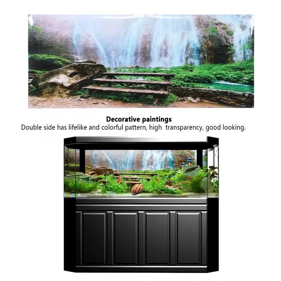 Fish Tank Background Poster Decorative Painting PVC Sticker Landscape Image Decor Aquarium Accessories