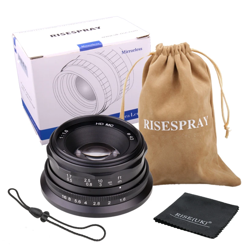 RISESPRAY MINI 35MM F1.6 Camera lens APS C Manual Fixed Lens For Canon EOS M Mount E Mount Fuji FX Mount Macro4/3 Hot Sale
