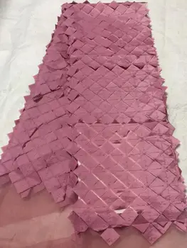 

Pink African French Lace Fabric with 3D flowers High Quality African Tulle Lace Fabric with embroidered 5yards gold lace fabric