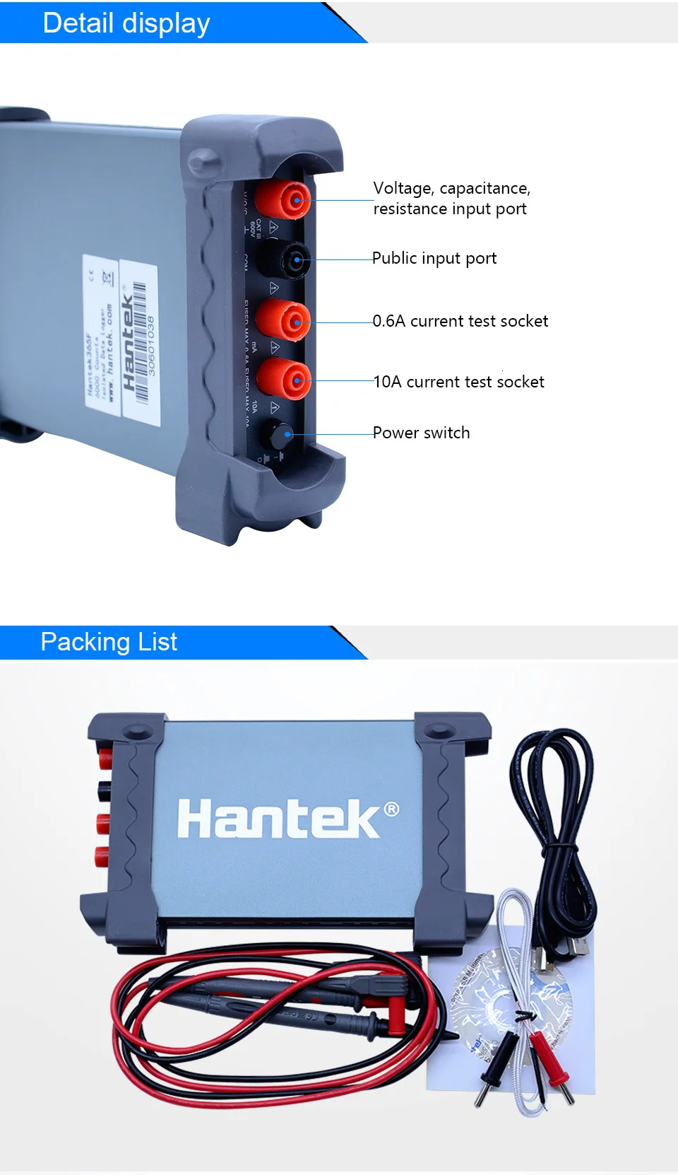 Hantek 365D PC Bluetooth USB Регистратор данных запись истинного RMS напряжения тока Ом крышка. Кривая сборка с литиевой батареей