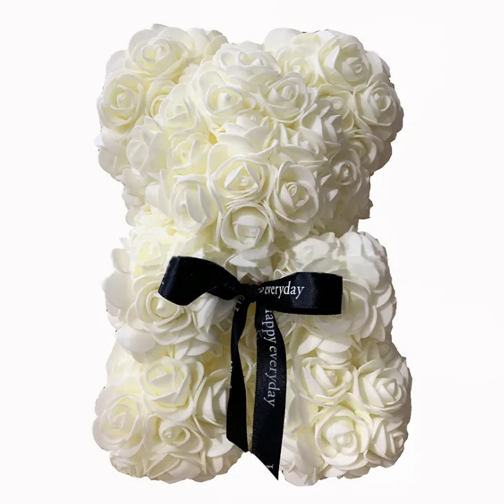 25 Cm Rose Bear Customizable Foamflower Bear Gift Box Preserved Fresh Flower Bear Hug Christmas Gift Soap Flower Bear
