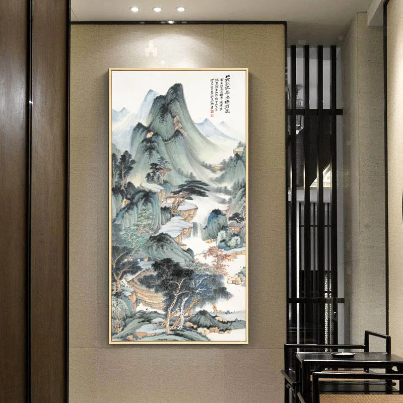 Chinese style Ink Traditional Style Landscape Canvas Painting For Living Room Background Wall Decoration Picture